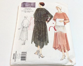 Vogue Vintage 1920s Dress Pattern, Vogue 2535, Original 1928 Vogue Design, Great Gatsby Dress, Uncut, Size 18 20 22