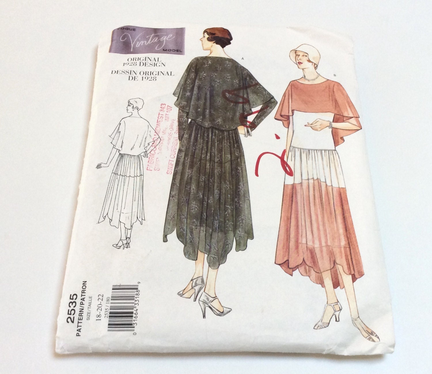 Vogue Vintage 1920s Dress Pattern Vogue 2535 Original 1928