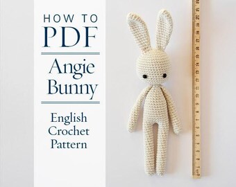crochet pattern, Angie bunny, step by step US terms DIY pattern ready to download by CrochetObjet