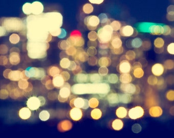 Abstract Photography, Bokeh Photo, City Lights, Bokeh Photography, Abstract Print, Square Art Print, Fine Art Photography, Blue Orange