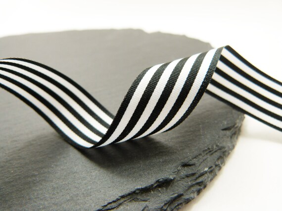 Black And White Stripe Ribbon 16mm Wide Berrisfords Per Metre