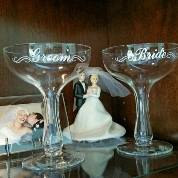 vintage wedding toasting glasses