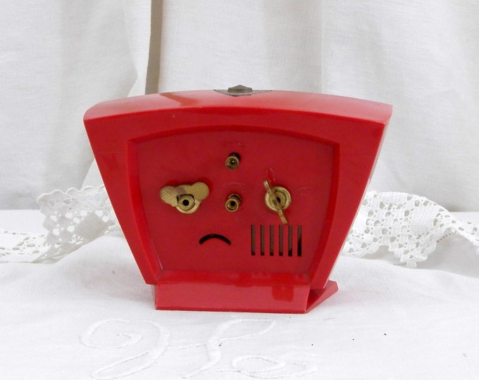 Working Vintage Mid Century French Japy Red Mechanical Alarm Clock / European / Wind-up Clock / Retro Vintage Home Interior / Design Bedroom