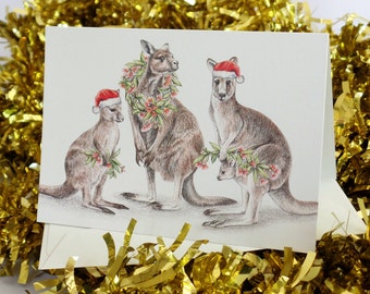 Australian Christmas Card with Koala family Mum Dad child