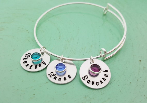 Personalised No Fade Baby Bracelet With Birthstone Engraved Customized Kid's Name Bracelet Mom Baby Birthday Gift For Women Kids