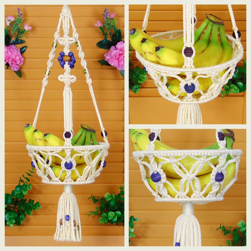Macrame Hanging Basket 8 Fruit Bowl Vegetable Holder