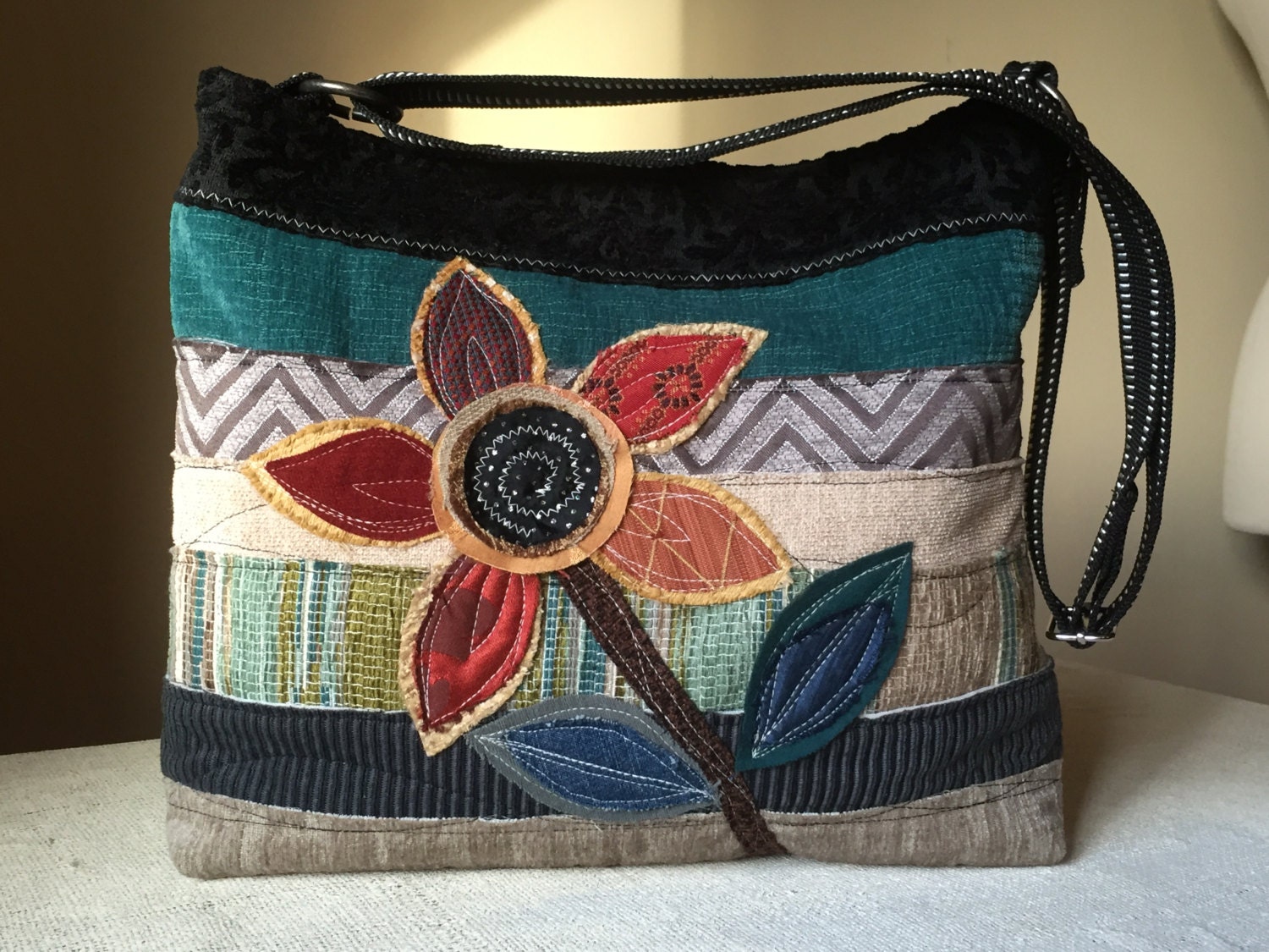 UPCYCLED CROSSBODY BAG-Small Tote-Messenger by WhimsyEyeDesigns