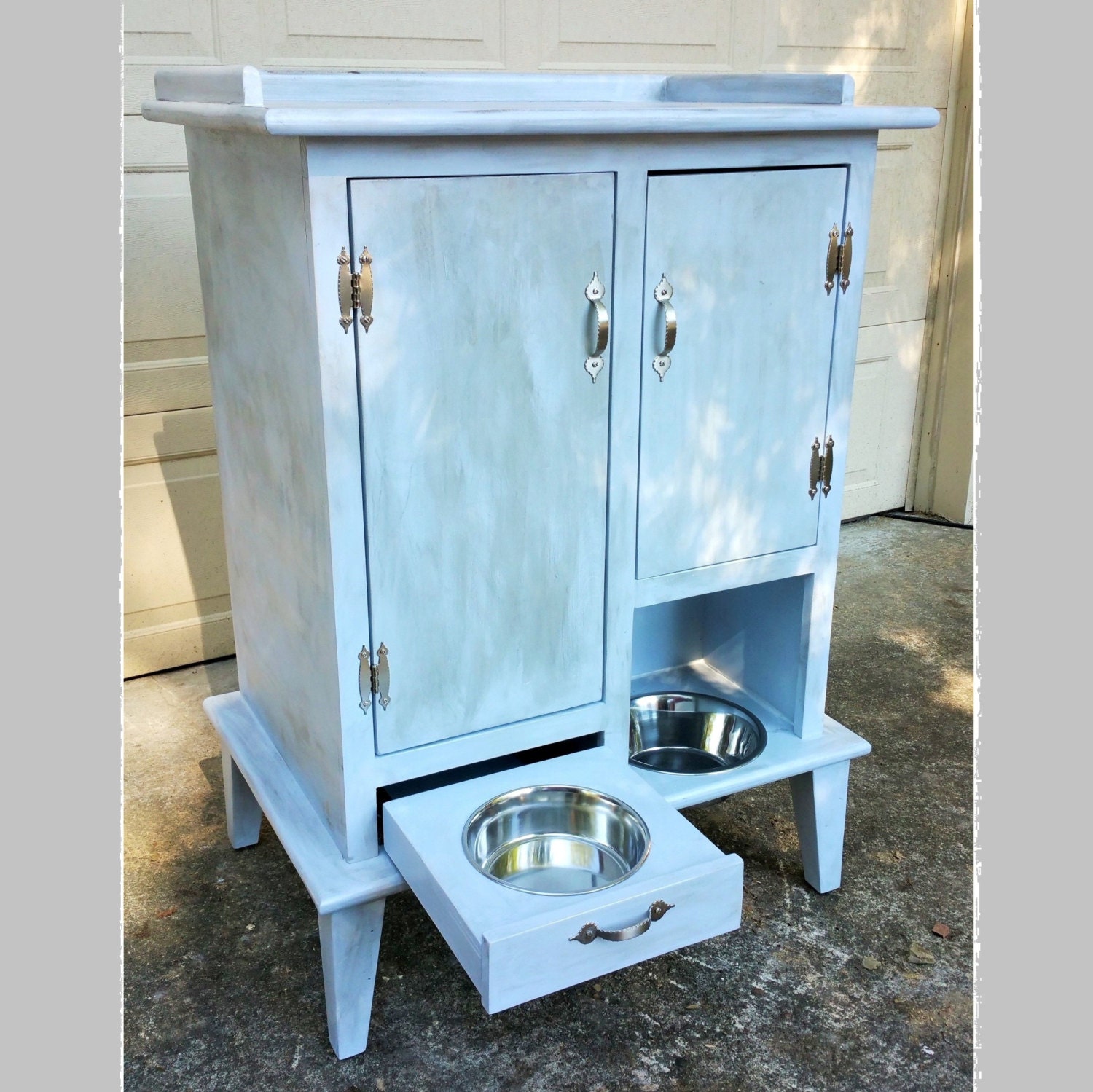 Pet Pantry with Open Bowl Bowl Drawer and Two Flat