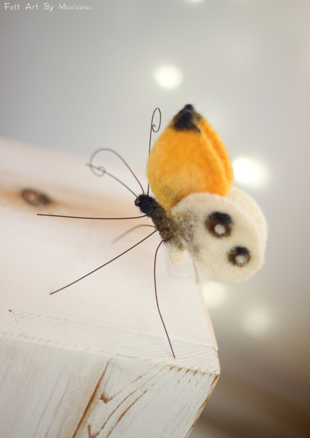 Needle Felted Butterfly Needle Felt Yellow Butterfly
