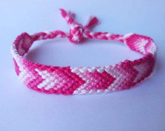 Knots for a Cause - Pink Ombre Chevron Macrame Knotted Friendship Bracelet Wristband