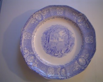 Panama Blue Transferware Plate Ca. 1850s - 1 of 2 Available