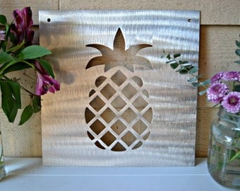 Metal Pineapple Sign - Pineapple Decor - Metal Sign - Pineapple Sign 12"x12"