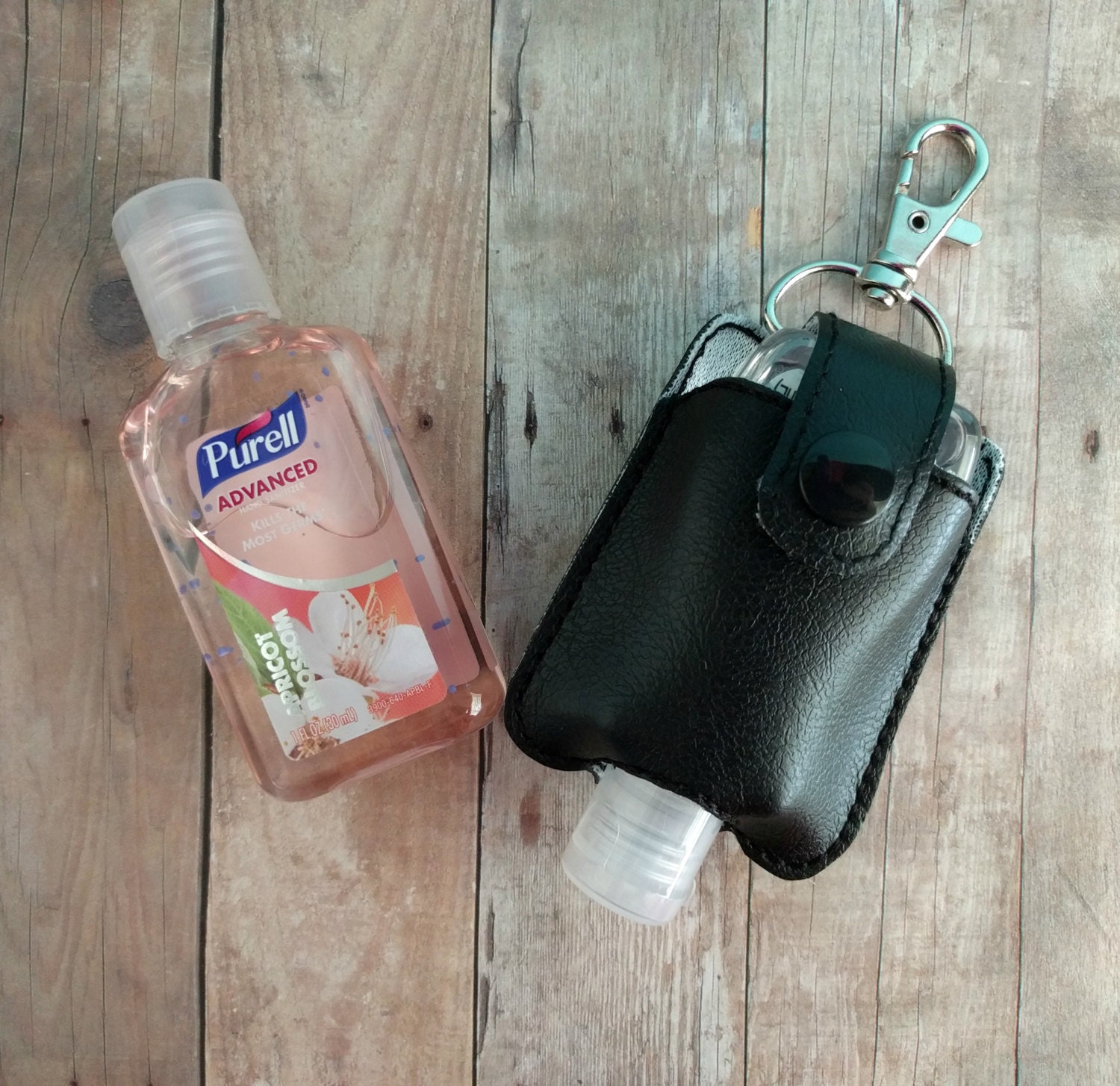 Small Hand Sanitizer Holder Black Vinyl with by ShopOrangeBlossoms
