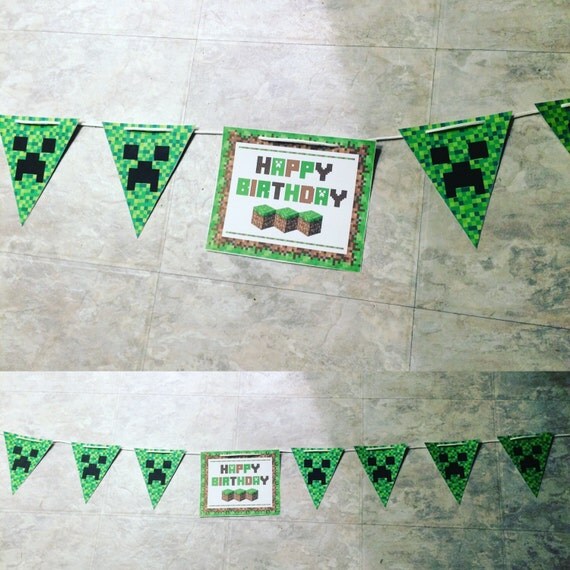 Minecraft happy birthday creeper banner by Mommicrafter on Etsy