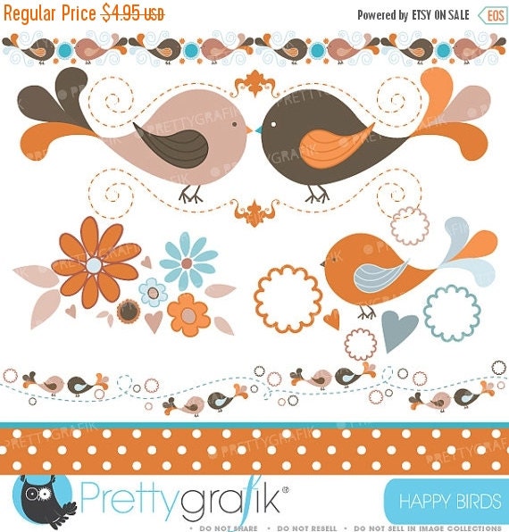 80% OFF SALE bird tweets clipart commercial use, vector graphics, digital clip art, digital images - CL428 Il_570xn