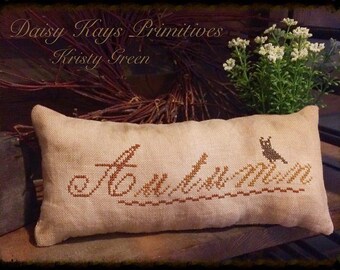 Primitive Fall Decor | Fall Pillow | Primitive Pillow Tuck | Pin Keep | Primitive Stitchery | Crow | Autumn Fall Decor | Fall Decoration