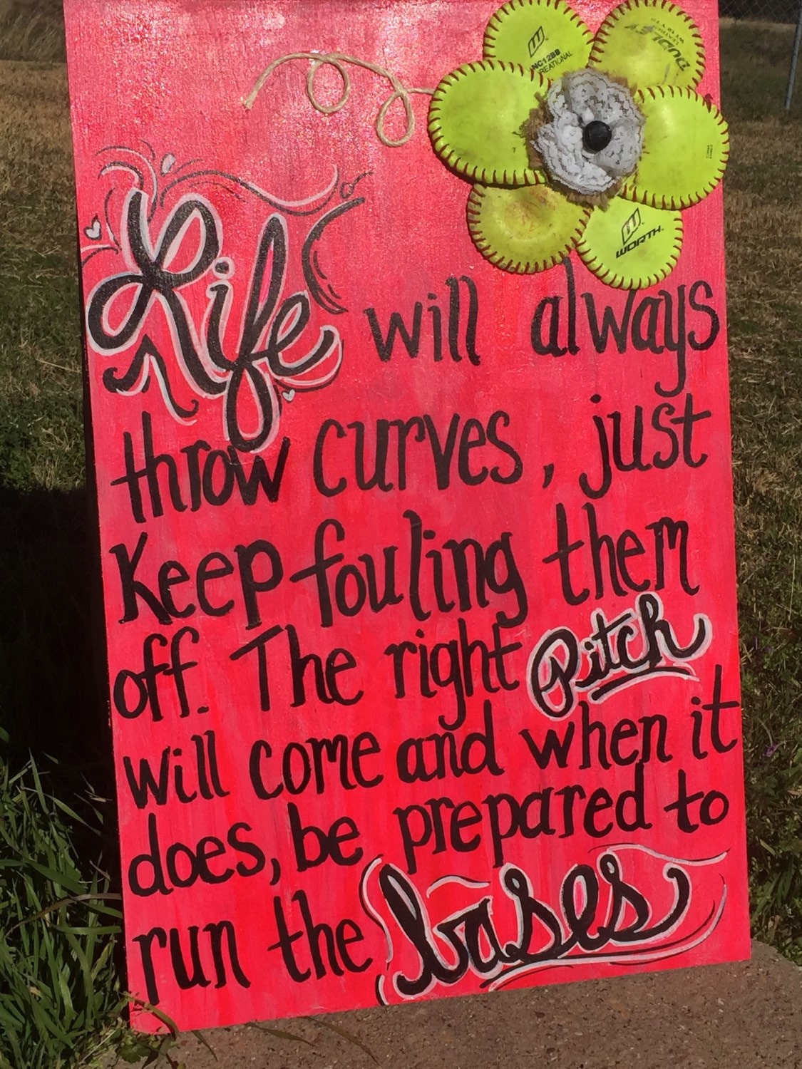 Softball Sign Hand Painted And Made With By Blessmyvintagesoul