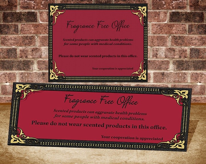 Fragrance Free Office wall or Desk Sign Personalized Mounted