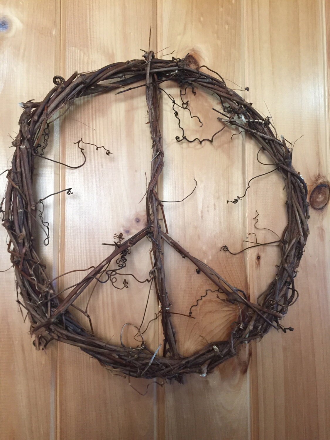 GRAPEVINE PEACE sign WREATH by MaddieMissMuffet on Etsy