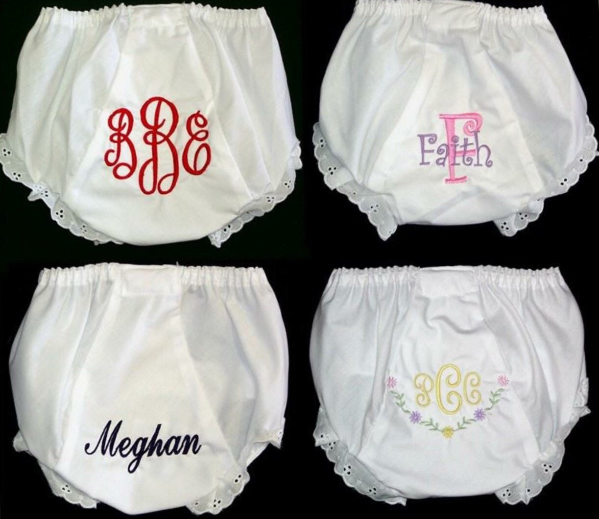 Girl's Monogrammed Personalized Baby Toddler Bloomers