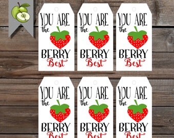 Thank you gift, Strawberry tag, You are the berry best tag, Teacher gift, end of year tag, fruit gift, Teacher gift tag, gift tag, Printable