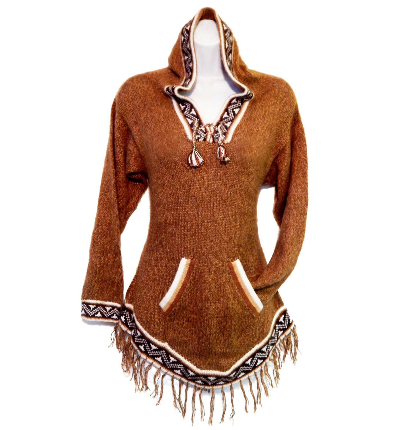 Alpaca Wool Sweater Hoodie Handmade Natural Colors Fine Alpaca