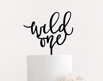 Wild One Birthday Cake Topper 6" inches | Laser Cut Calligraphy Script Toppers by Ngo Creations