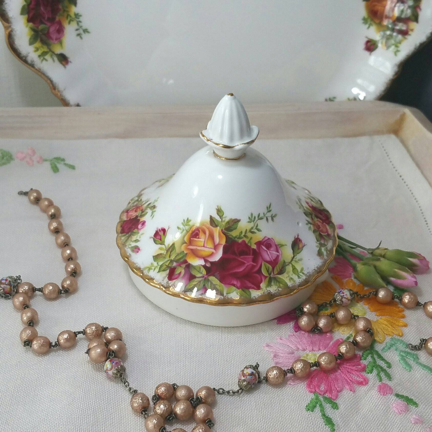 Vintage Royal Albert Old Country Roses teapot lid. Replacement