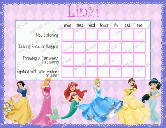 Princess Behavior/Chore Chart Digital/Printable