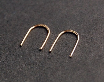 Gold Arc Earrings - gold filled earrings, gold u earrings, minimalist earrings, dainty earrings, open hoop earrings, silver earrings