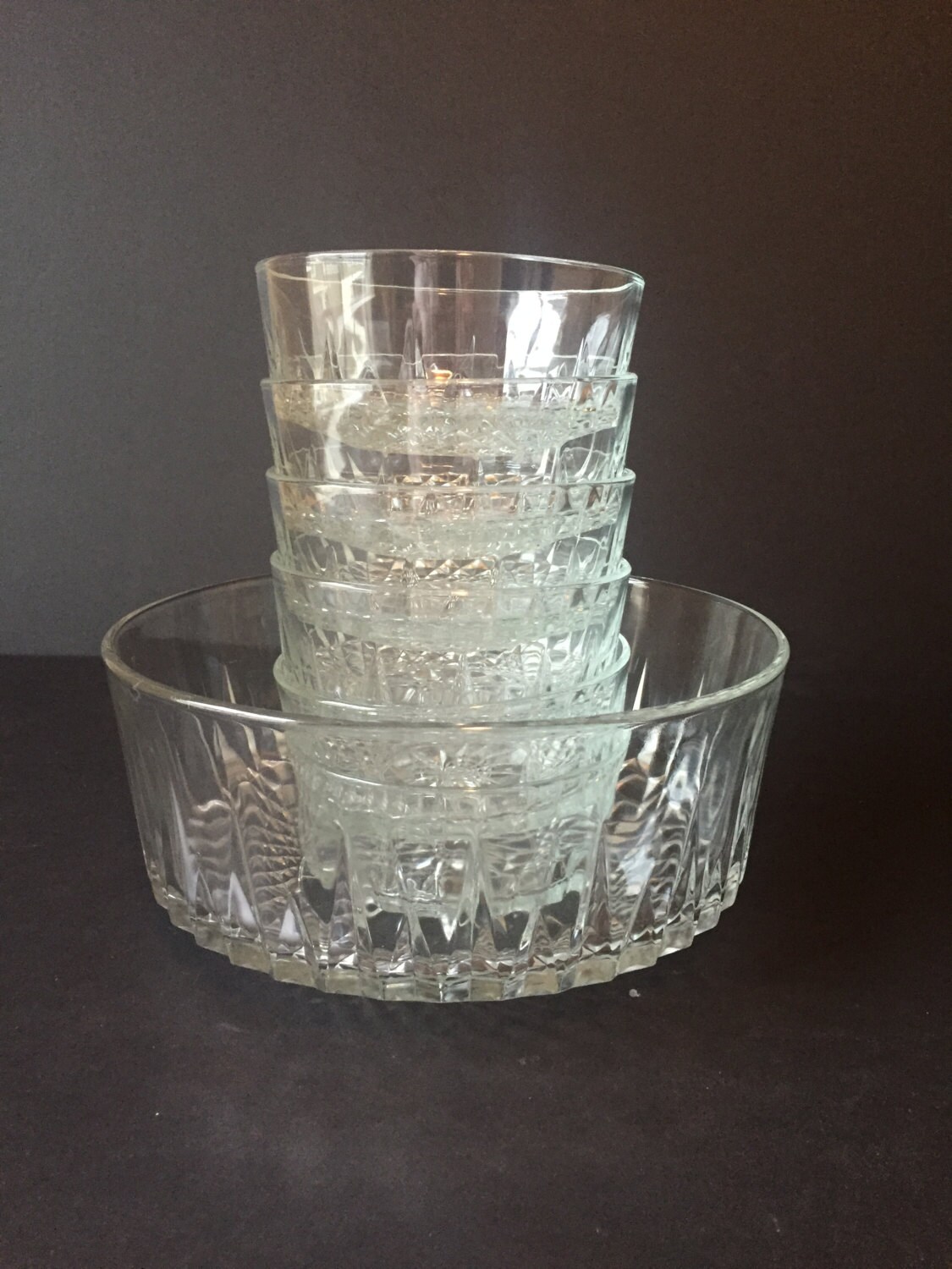 Vintage Glass Arcoroc Salad Bowl Set Salad by GirlGoesVintage