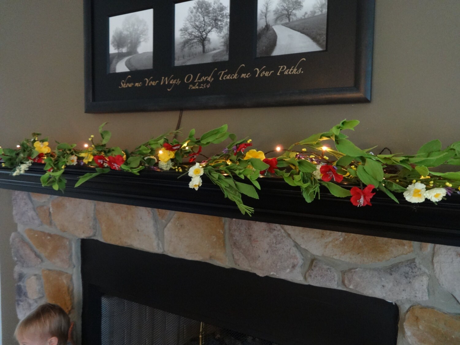 Summer Mantle Garland Floral Garland Fireplace Mantle Decor