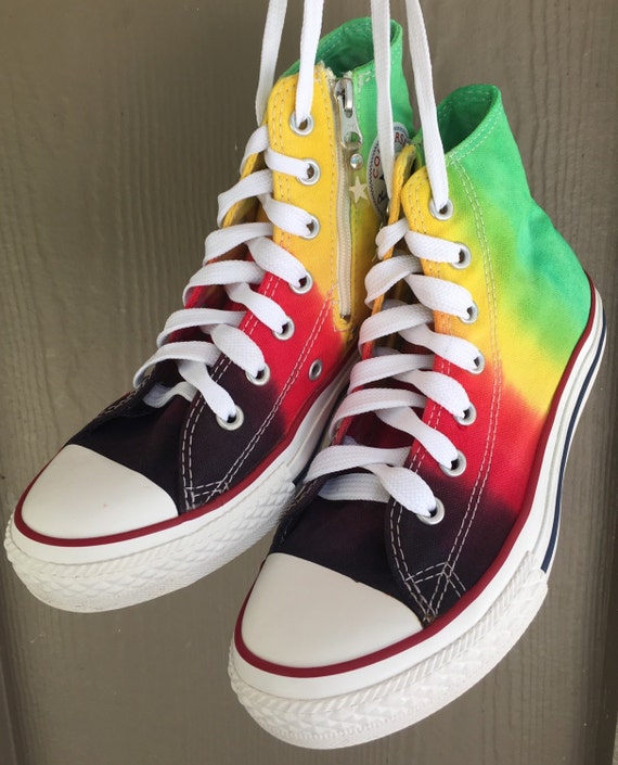 Items similar to Tie Dyed Converse Rasta ~ Reggae Shoes ~ Youth 2.5 ...