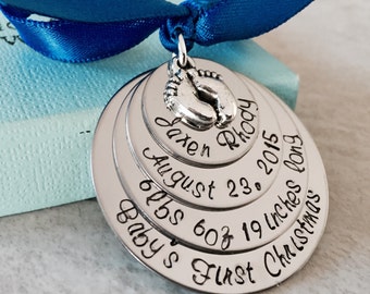 SALE!! Personalized baby's first christmas ornament hand stamped holiday decorations first christmas pregnancy motherhood new parent gift