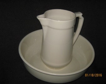 Vintage Boch Freres Belgian Wash Basin and Pitcher