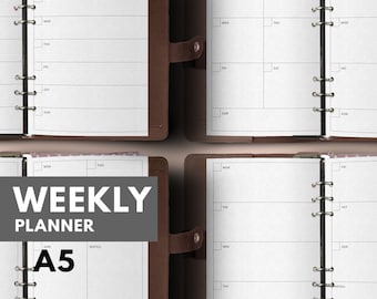 A5 Weekly Planner Printable, Filofax A5 insert, Filofax insert A5, Kikki K Large insert, Weekly A5 insert, Filofax Planner, Weekly printable
