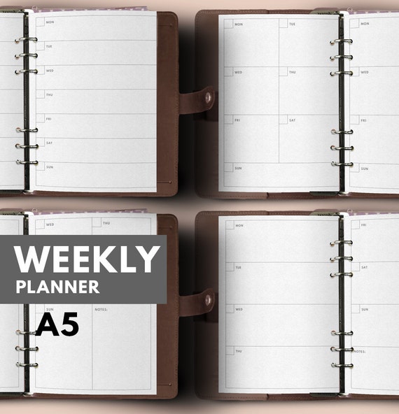A5 Weekly Planner Printable Filofax A5 insert Filofax insert