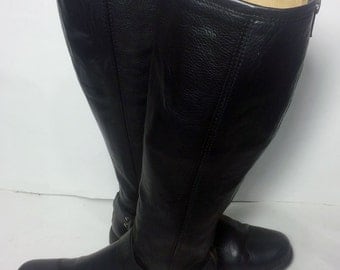 Frye 76851 Phillip Harness Tall Black Leather Boots Women's Size 6.5
