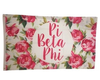 Pi Beta Phi White Rose Floral Flag 3' x 5'