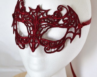 Embroidered Lace Bat Mask