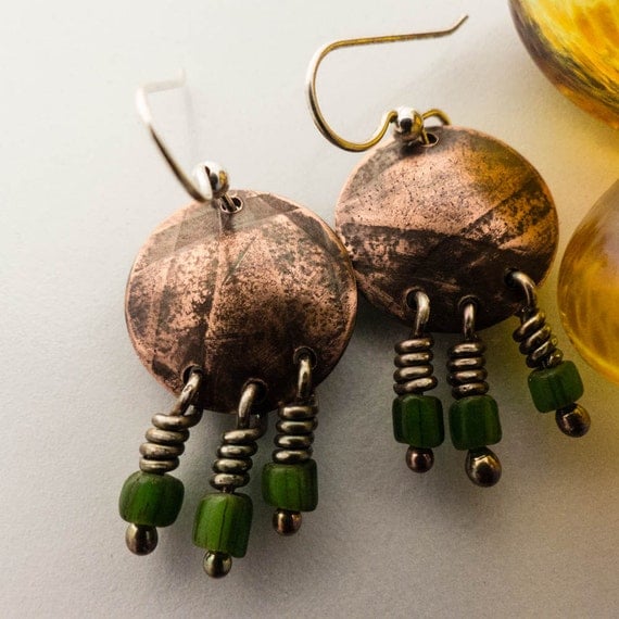 Copper Patinaed Sterling Silver Handmade Earrings