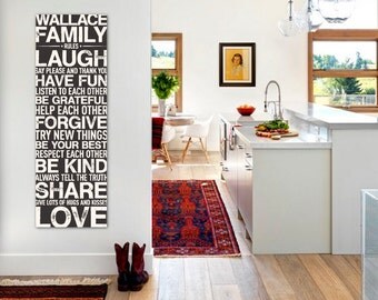 Personalized Family Rules Sign, Family Rules Canvas Sign, Family Rules Decal, Family Rules Wall Art, Family Rules Subway Art, Large Canvas