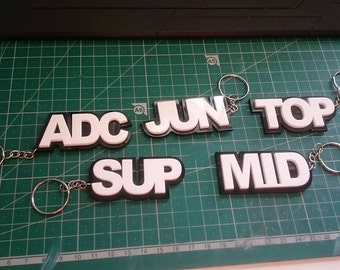 Keychain Pendant Necklace - League of legends lanes: top, mid, adc, jungle, support.