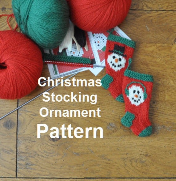 Snowman Pair Christmas Stocking Ornament Knitting Pattern Set