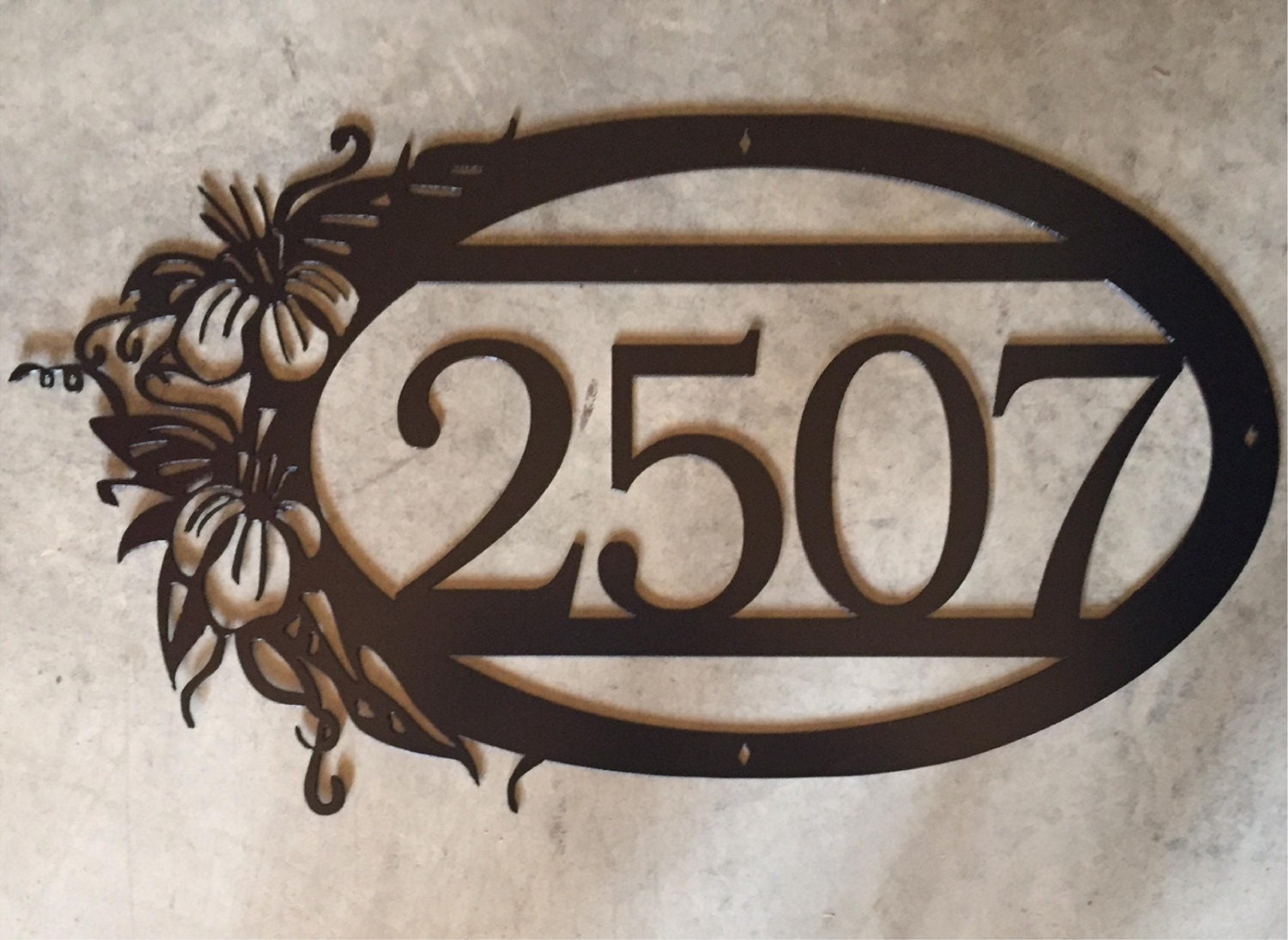 Plasma cut metal house number in long lasting powder coat