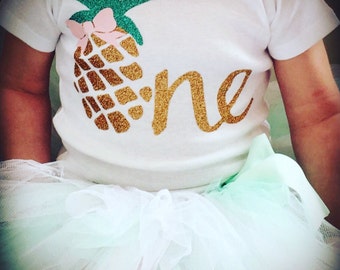 Luau First Birthday Outfit | Pineapple 1st Birthday Outfit for Baby Girls | Fruit Birthday | Baby Luau Outfit | Pineapple Birthday