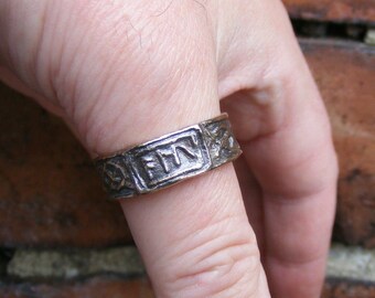 Runic ALU Bronze Ring Heathen Runes by the Green Man