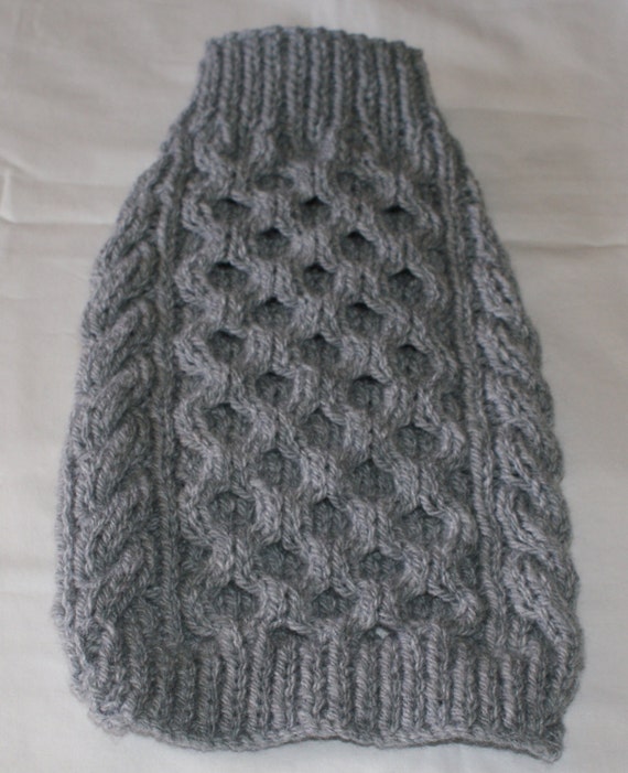Hand Knitted Aran Dog Jumper Dog Sweater Grey by IrishSmallKnits