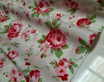 Cath Kidston Ikea ROSALI 100% Cotton Fabric Material floral roses - 150cm/59" wide - WHITE ROSE