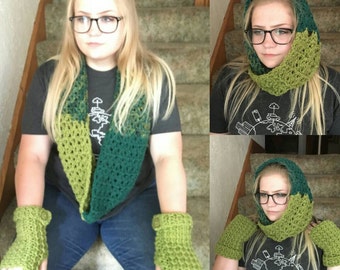 Crochet Scarf and Fingerless Glove Set-CLEARANCE ITEM